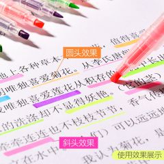 得力S623 双头荧光笔学生创意彩色荧光记号笔 重点标记笔画笔 黄色 斜头+圆头